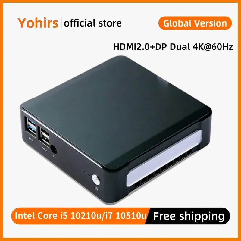 Портативный мини-ПК 10-го поколения Intel Core i7 10510U i5 10210U 8265U Windows10 Pro Key DP HDMI2.0 Type-c 4K Linux, небольшой игровой компьютер