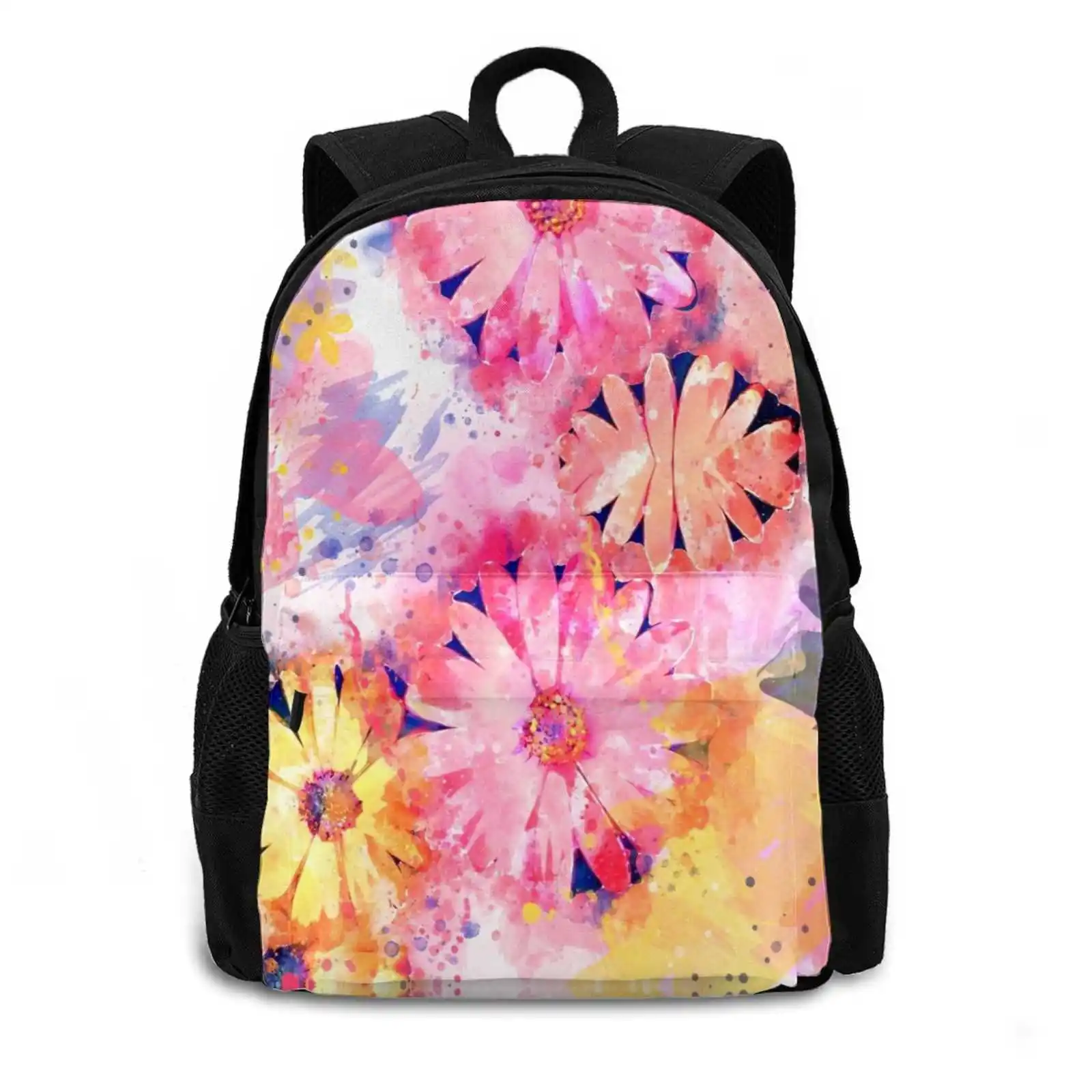 Floral Women Men Teens Laptop Travel School Bags Floral Flower Hibiscus Bloom Tropical Pattern Patterns Petals Texture Nora Gad