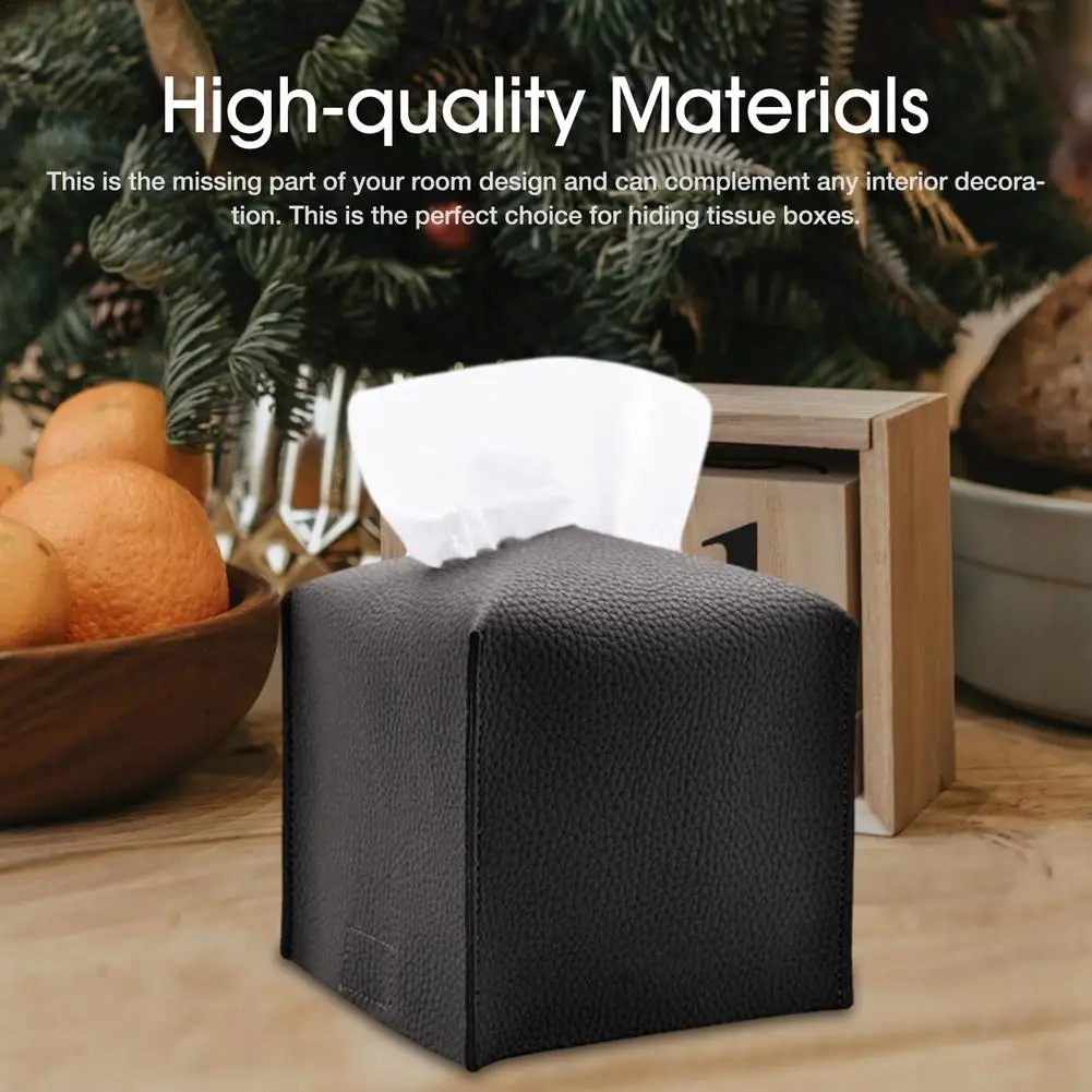 PU กล่องกระดาษทิชชูผู้ถือฝาครอบกรณีตารางรถสำนักงาน Elegant ใหม่ PU กล่องกระดาษทิชชู