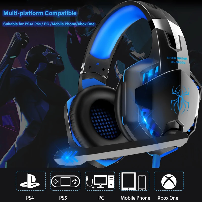 Upgrade Headset Gamers LED Light Noise Cancelling Stereo Gaming Headphones With Microphone Casque for PS4 PC Xbox One PS5