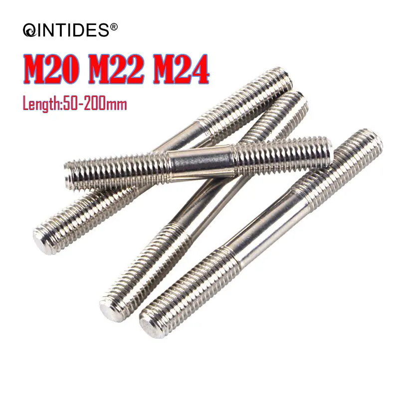 

QINTIDES M20 M22 M24 Double end studs (clamping type) 304 stainless steel Isometric double head bolts