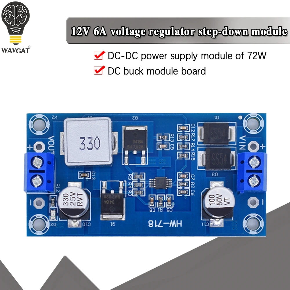 XH-M250 Step Down Module DC-DC 12V 6A 72W High Power Power Supply Regulator Module Adjustable Voltage Regulator Converter Board