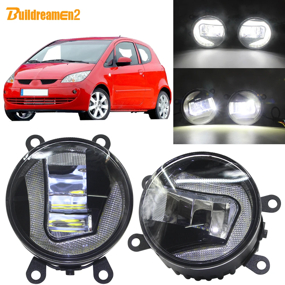 

Buildreamen2 Car 90mm LED Projector Fog Light + Daytime Running Light DRL White 12V For Mitsubishi Colt Hatchback 2004-2012