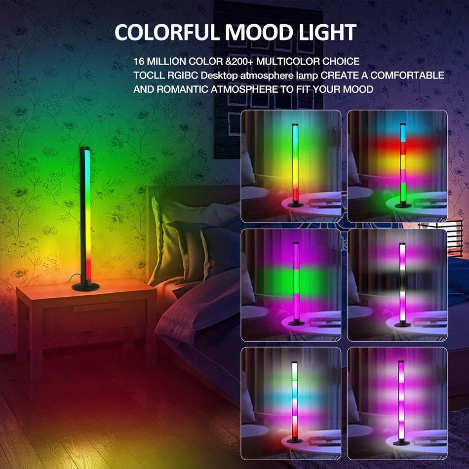 

Voice APP Control Stereo Music Spectrum RGB LED Bar Light Aluminum Alloy Dimming Audio Level Indicator Desktop Atmosphere Lamps