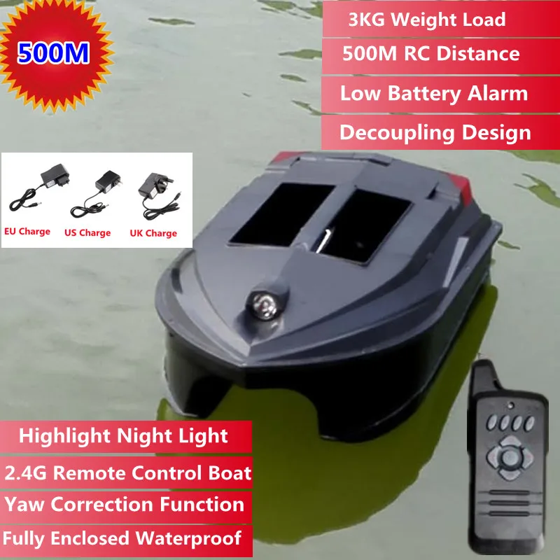 High Speed All Waters Electric RC Bait Boat Fishing Boat 500M Dual Hopper 3KG Load Waterproof Wireless Remote Control Bait Boat