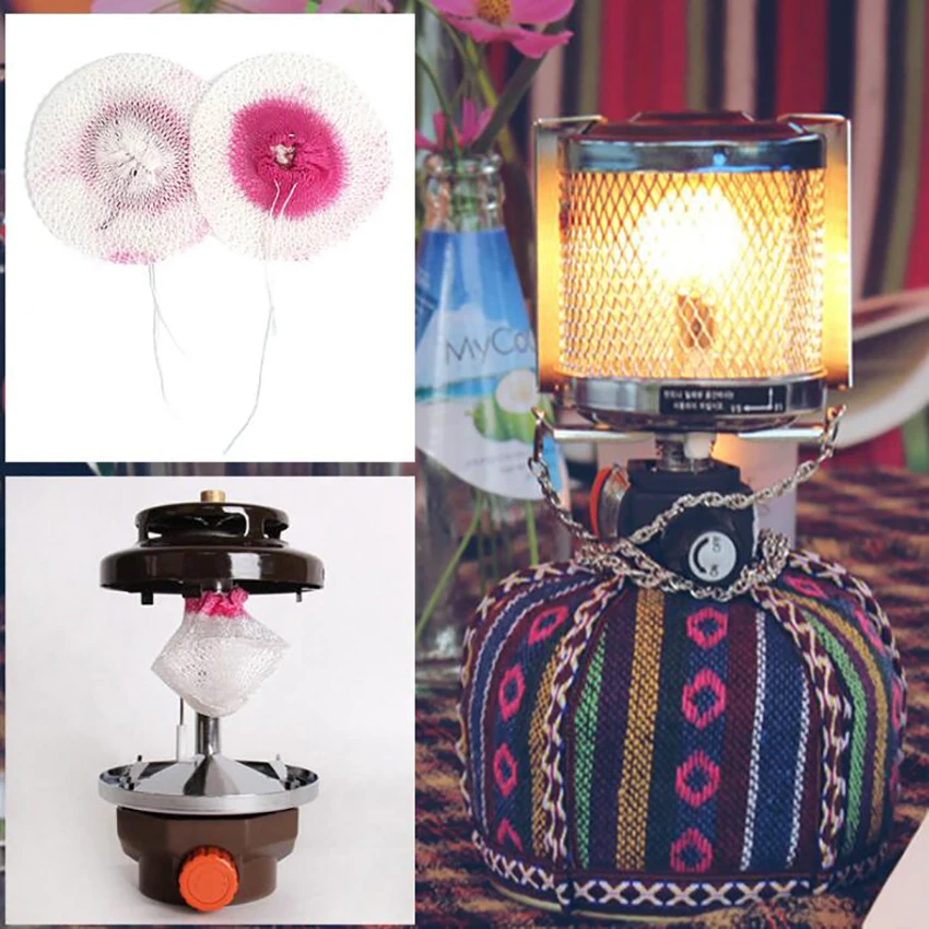 5 Pçs/lote Cordas Tie Soft Invertido Mantles Gás Lamp Cover Gás Lanterna Mantles para Outdoor Camping Gaslights, diâmetro 100mm