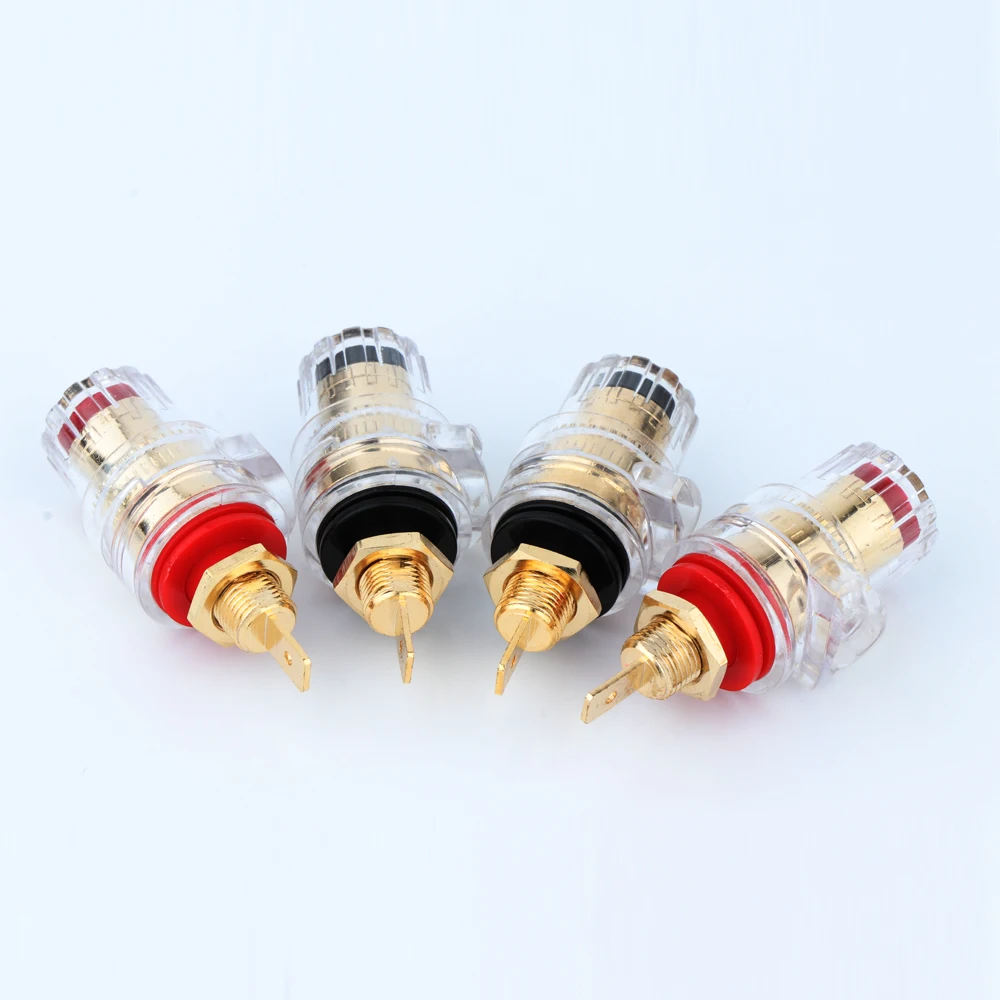 스피커 앰프용 터미널 금도금 바인딩 포스트, 4mm 바나나 플러그 황동 커넥터