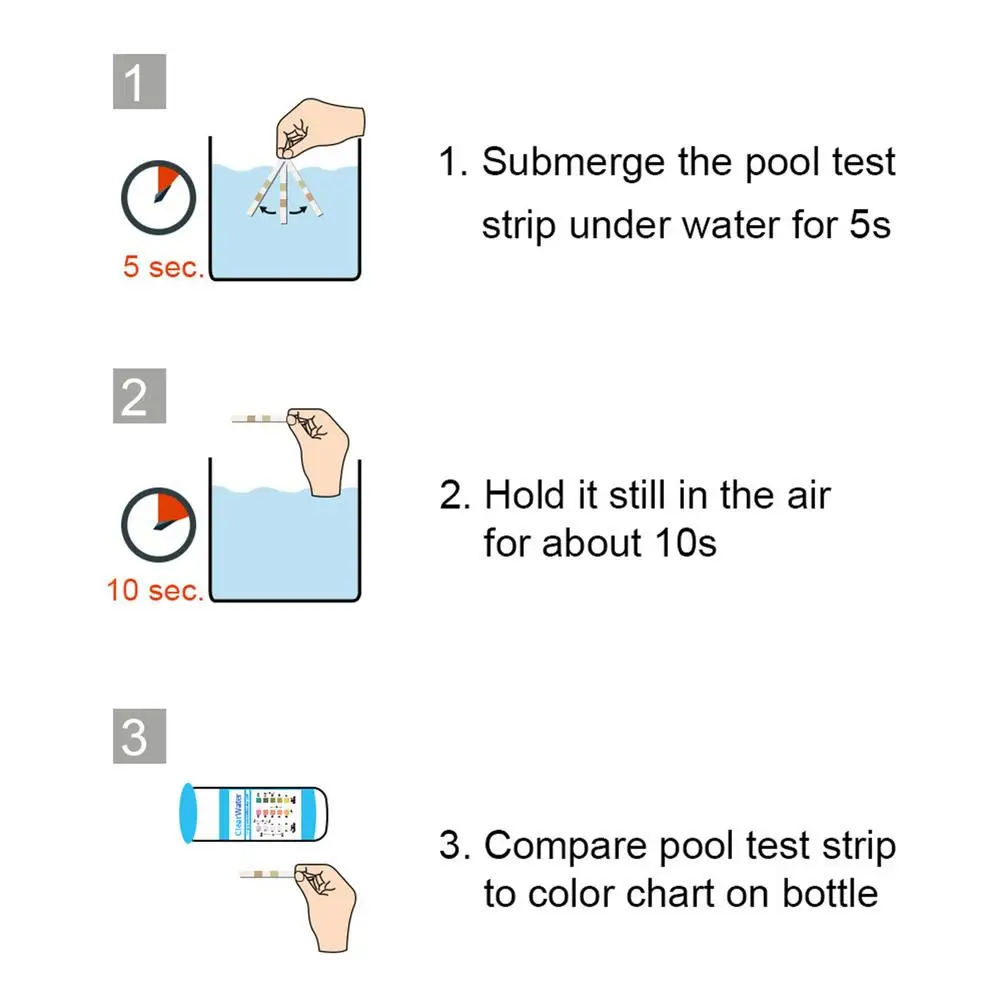 50 Strips Swimming Pool PH Test Paper 3 In 1 Multiple Water Hardness Swimming Pool Spa Chlorine Test Strips Dropshipping
