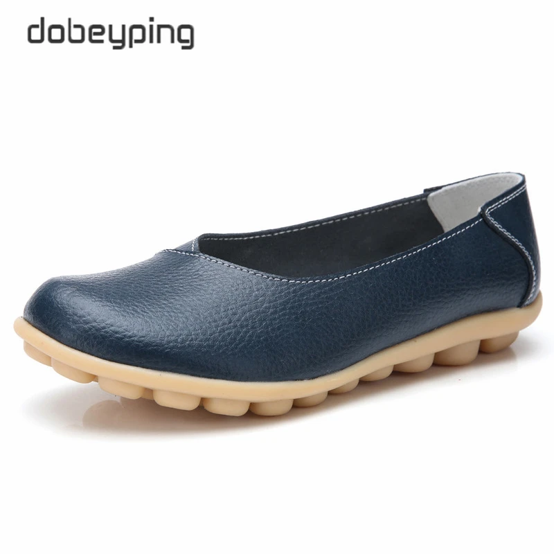 

dobeyping New Spring Autumn Shoes Woman Genuine Leather Women Flats Shallow Women's Loafers Sewing Female Shoe Big Size 35-44