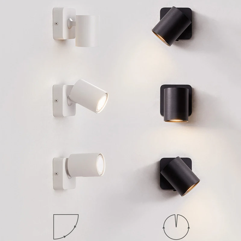7W GU10 Led Ceiling Wall Light Spot Lights Modern Style Folding Rotation Home Hotel Bedroom Bedside Living Room Wall Lamp