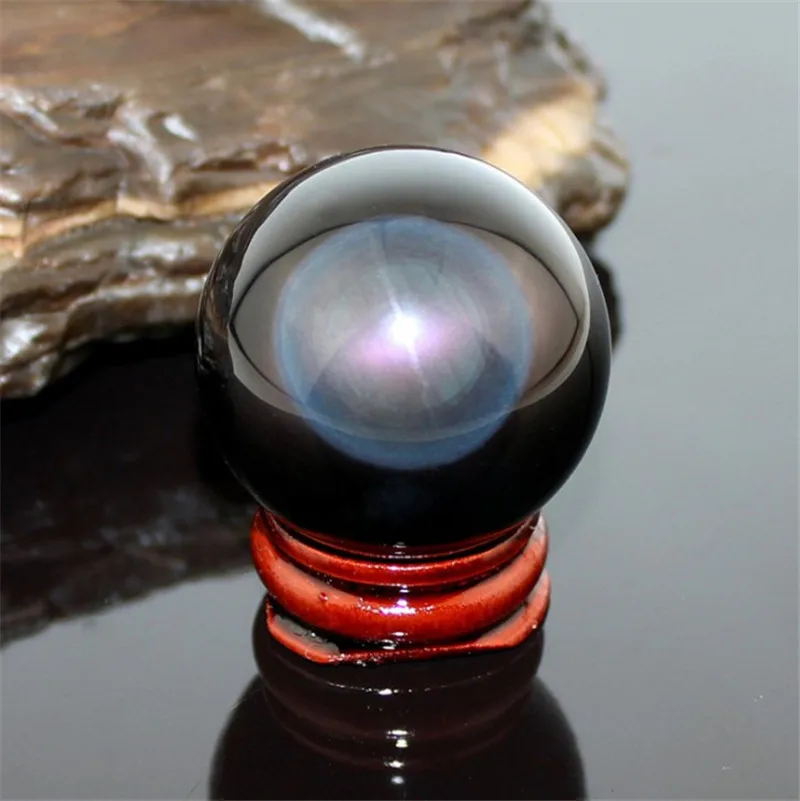 1pc New Design Natural Rainbow Black Obsidian Sphere Large Crystal Balls Stone 40mm-90mm For Decorative