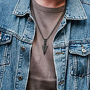 Samoobrona brelok kobiety mężczyźni Defensa osobisty długi naszyjnik z łańcuszkiem z wisiorek ze strzałką stal nierdzewna obrona Stinger Tool