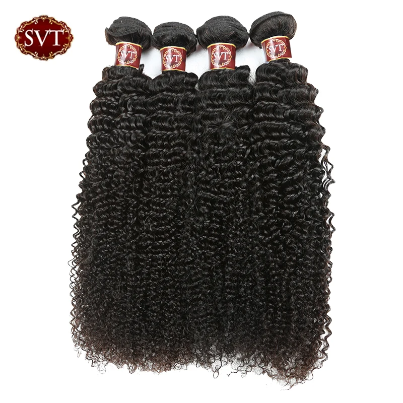 SVT Hair Malaysian Kinky Curly Hair Extensions CAN BUY 3/4 Bundles 100% Human Hair Weave Non Remy Natural Black Color