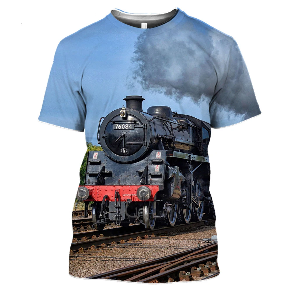 3D Print Steam Engine Steamer Train Art Tshirt Summer Women Men's T-shirt Pullover Casual Harajuku Hip Hop Tops Clothing