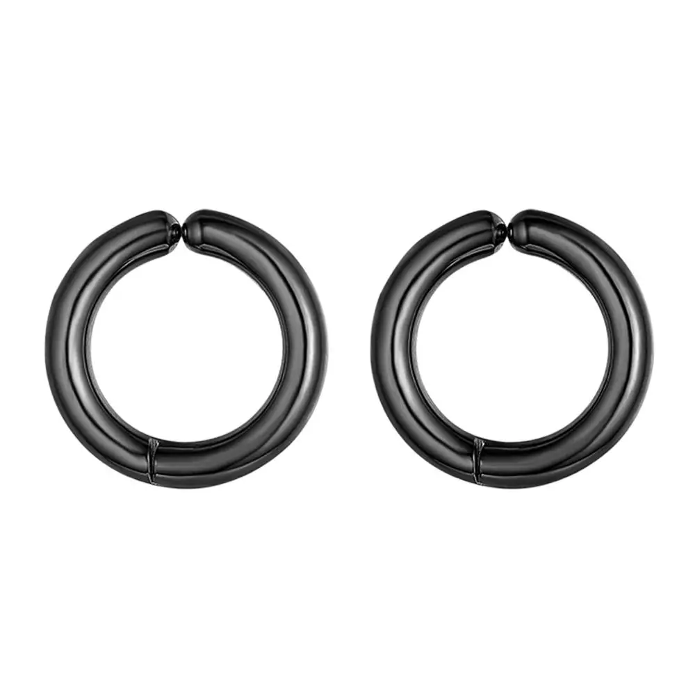 Boniskiss Fashion Non Piercing Stainless Steel Hoop Earrings Ear Clip Ear Buckle Punk Rock Style Circle Round Earring  Jewelry