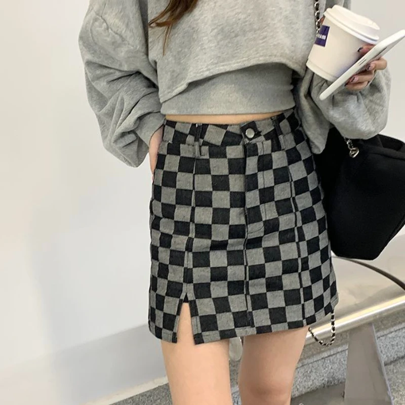 Mini Skirts Women Vintage Plaid Chic High Waist Harajuku Girls Streetwear All-match Fall College Teens Bottom Clothing Korean