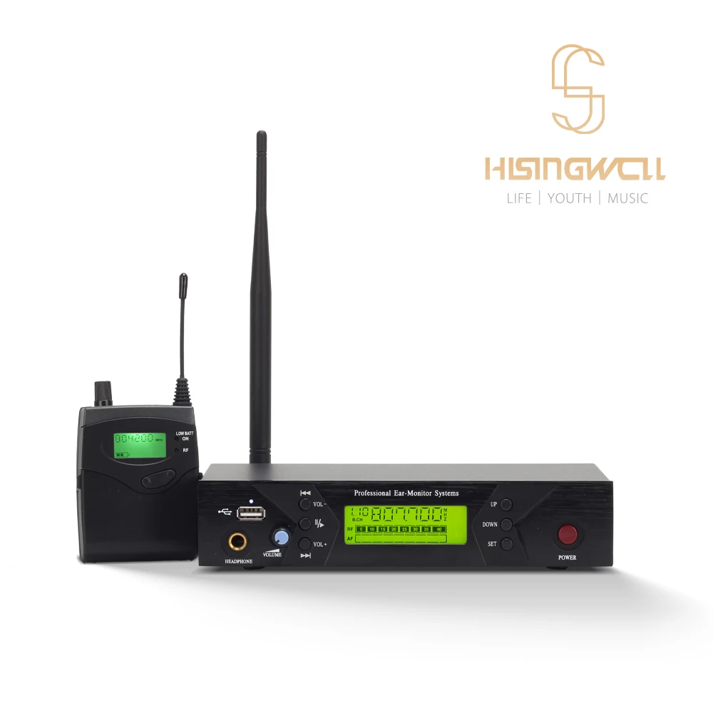 HISINGWELL UHF Metal Housing Wireless Audio Monitoring System, Suitable for Stage, Studio, Exhibition, Speech(JU-510)