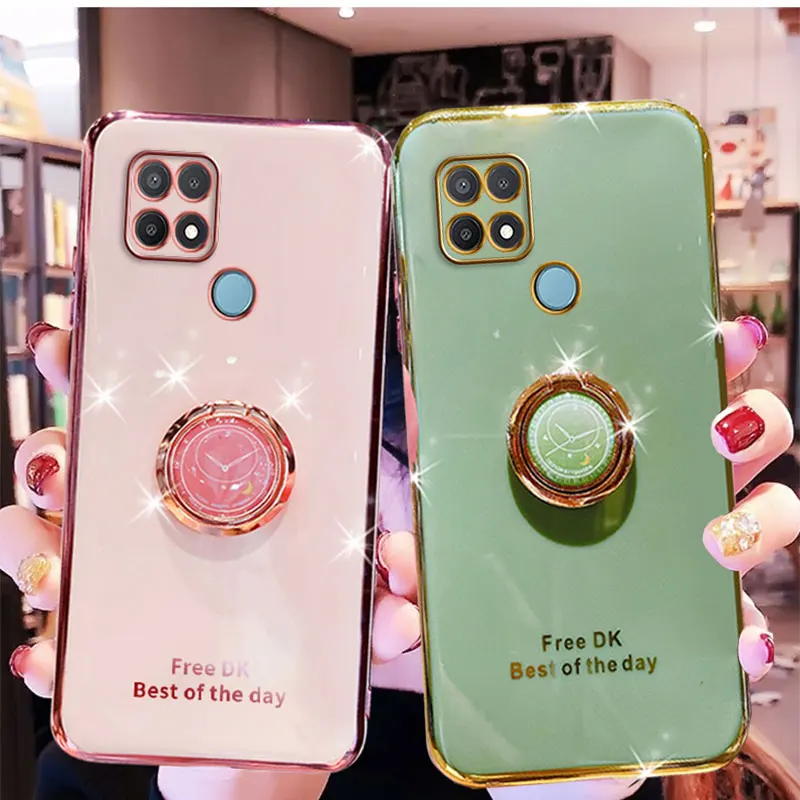 Holder Case For OPPO A15s Case Soft Silicone Stand Cover For OPPO A15 phone Case OPPOA15 oppoa15s OPPOA12 Shockproof Fundas New