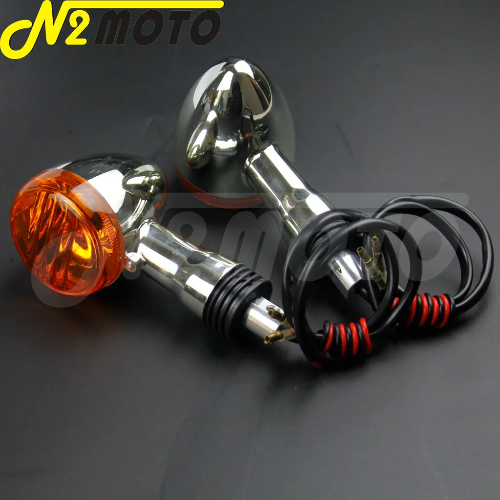 Motorcycle 12V Front Rear Turn Signals Indicator Light Chrome Amber Indicator Blinker Flasher For Suzuki Boulevard M109R 06-15