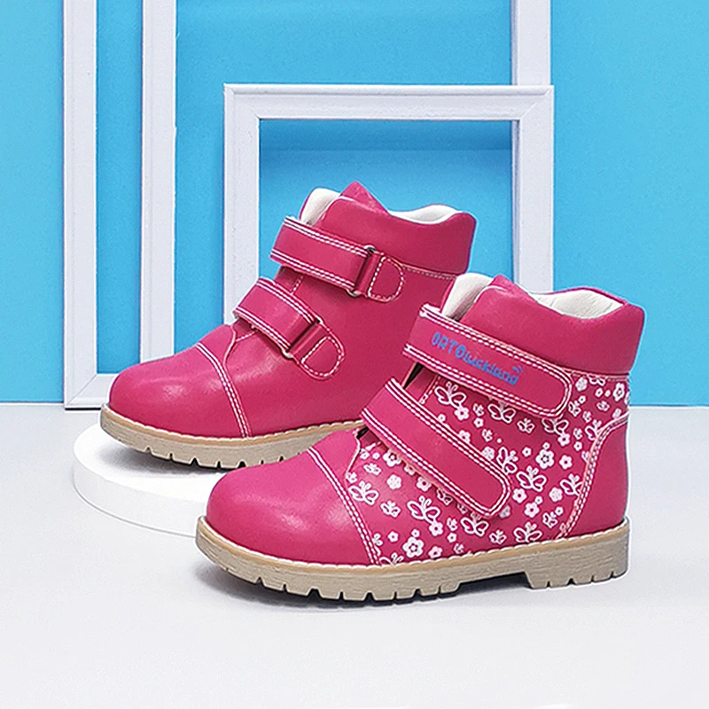 Ortolucland bambini ragazze scarpe bambino in pelle Casual calzature ortopediche primavera autunno inverno Flatfeet stivaletti