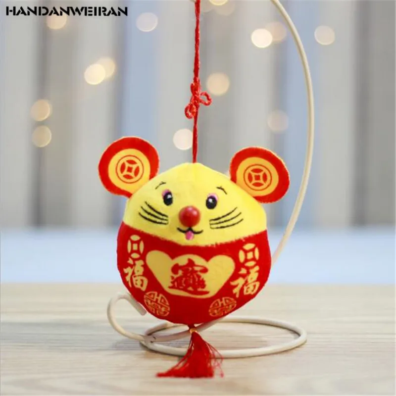 1 PCS New 10cm Cute Year Of The Rat Mascot Festive Ball Squirrel Doll Pendant Holiday Gift For Girls&Boys&Childs HANDANWEIRAN