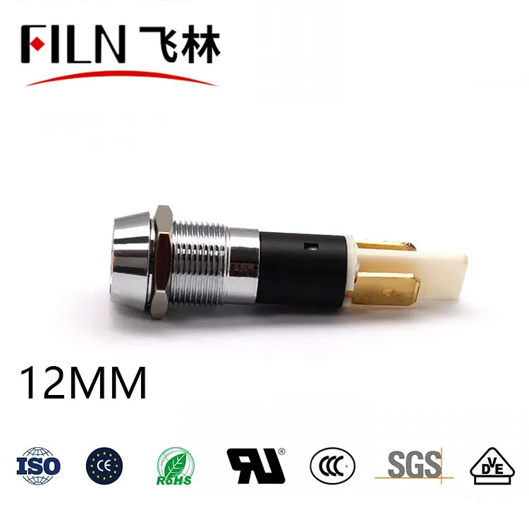 FILN 금속 오목 머리 고품질 표시 등 12v 24v 110v 220v led 16mm LED 파일럿 램프 와이어없이