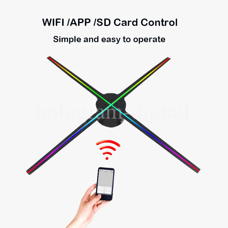 NEW 3D Hologram Projector Fan Control Holographic Display Party Decorations Holograms Led 65CM WiFi/PC Control