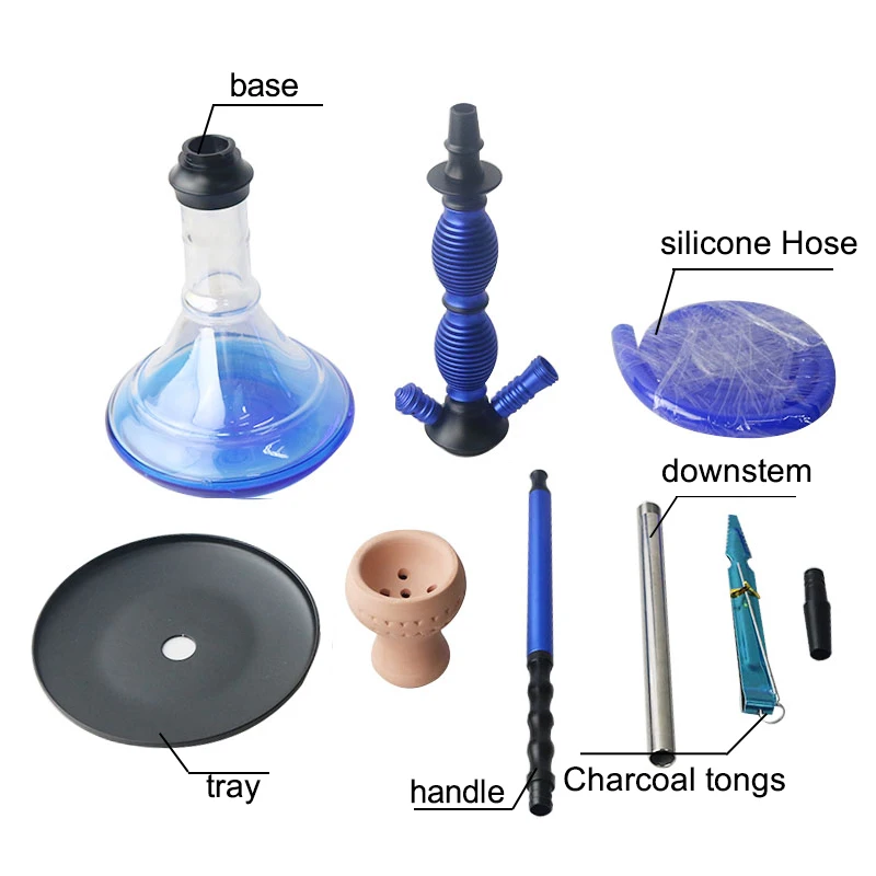 SY High Quality Glass Hookah Shisha Chicha Full Set With Silicone Hose Pipe For Smoking Shisha Narguile 3 Colors