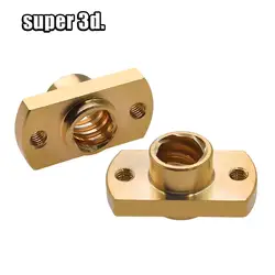 2pcs /lot T8 lead screw nut Pitch 2mm Lead 8mm Brass T8x8mm Flange Lead Screw Nut for CNC Parts  3D Printer Accessories