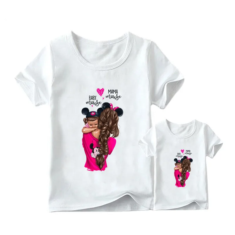 Matching Family Outfits Super Mom and Daughter Print Kids Girls T-shirt Mother\'s Day Present Clothes Kids and Women Funny Tshirt