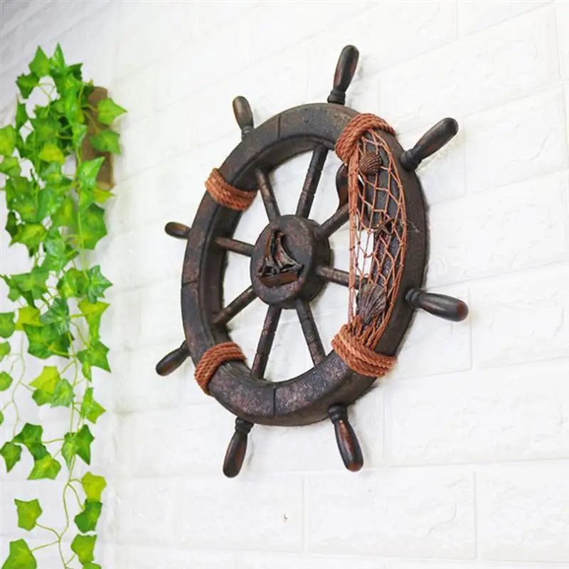 1Pc Vintage Decor Captain Rudder Wall Hanging Ornament Ship Rudder Wall Hanging Retro Home Furnishings Assorted Color