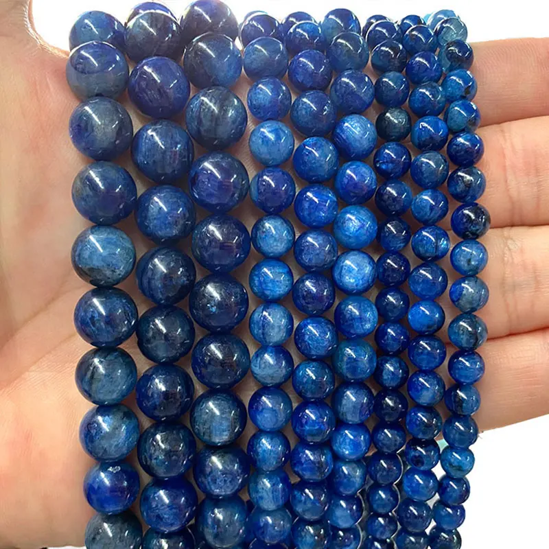 

YWROLE AA 100% Natural Stone Kyanite Blue Round Gem Beads For Jewelry Making DIY Bracelet Necklace 6/8/10MM 15''