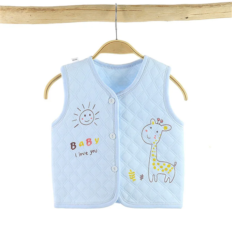 2024 Cartoon Printed Children\'s Cotton Sleeveless Vest Autumn Winter Baby Boys Girls Warm Outerwear Coats