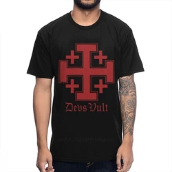 Vintage  Vult Cross Crusades T-shirt Man Classic Knightfall Knights Templar T Shirt Big Size Homme Tee shirt