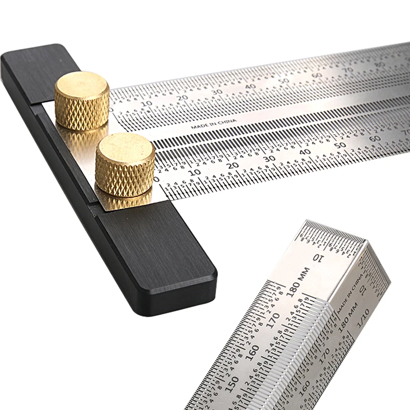 La lavorazione del legno Incisione T-Righello In Acciaio Inox Foro di Posizionamento Attraversato Marcatura Calibro Falegname Strumenti di Misura