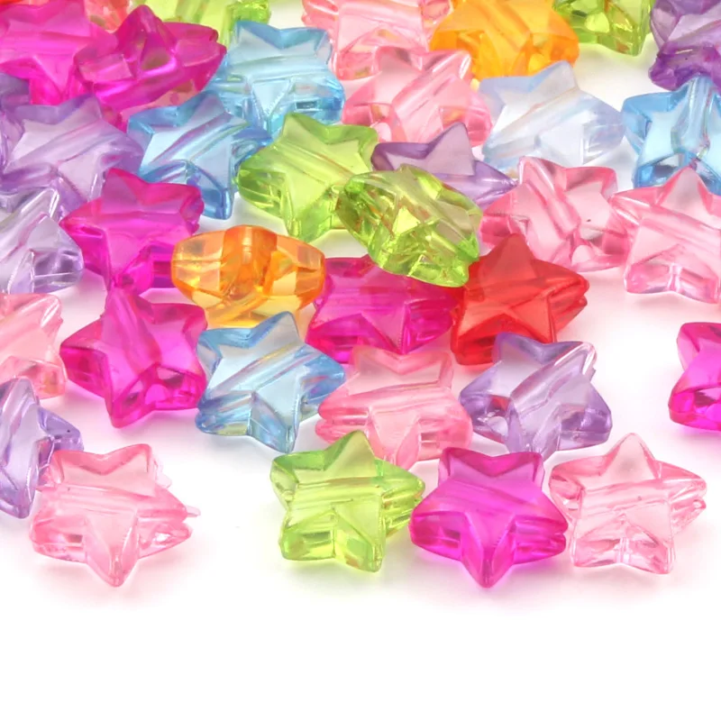 50pcs/lot Mixed Color Transparent Star Shape Beads Loose Spacer Acrylic Beads for Jewelry Making Bracelet Charms Diy Accessories