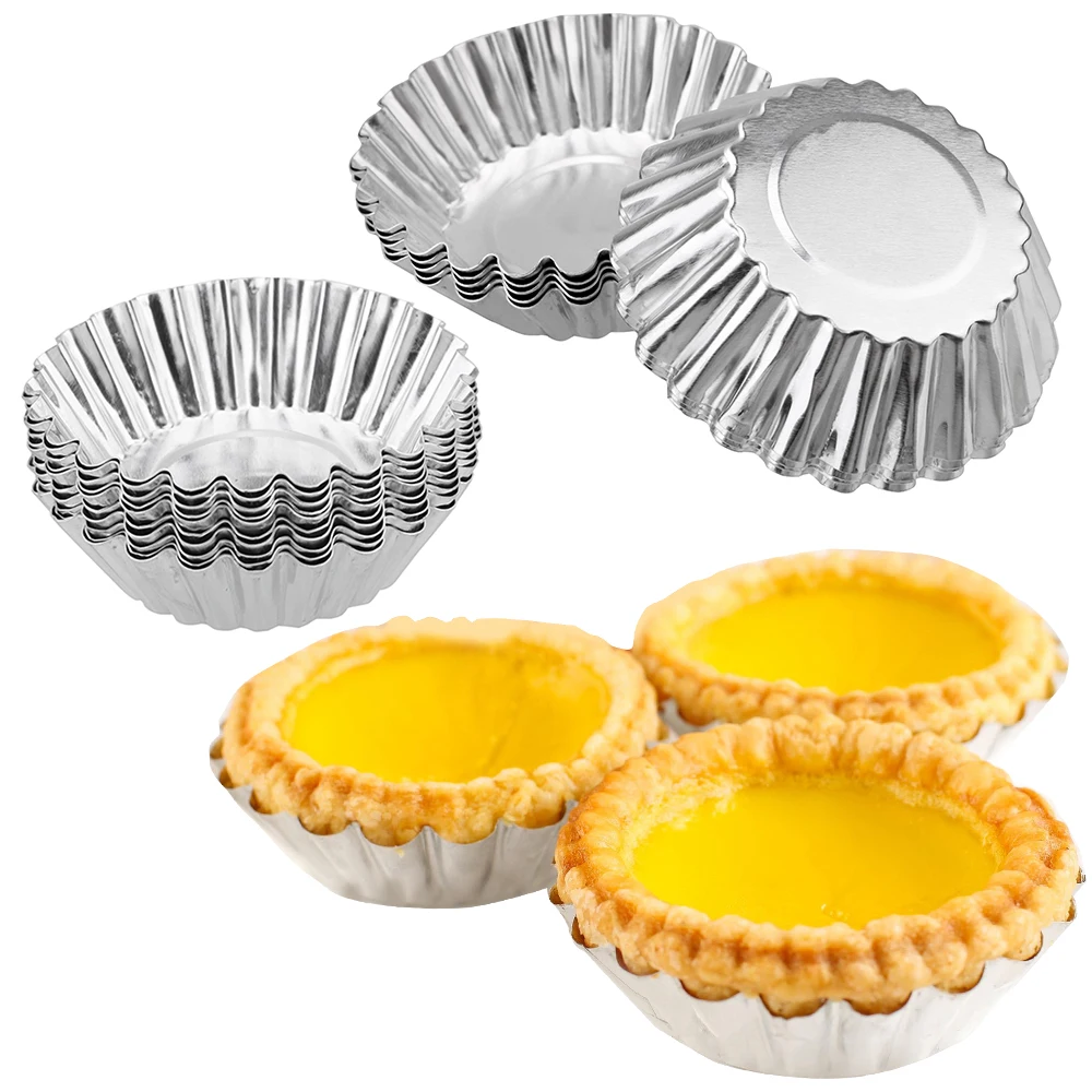 

10PCS Egg Tart Aluminum Cupcake Cake Cookie Flower Mould Baking Cupcake and Muffin Baking Cup Tartlets Pans