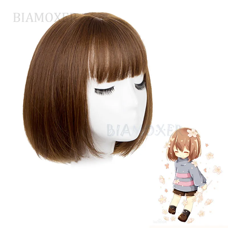 Undertale Frisk Cosplay Wig Short Red Heat Resistant Synthetic Hair Wig + Wig Cap