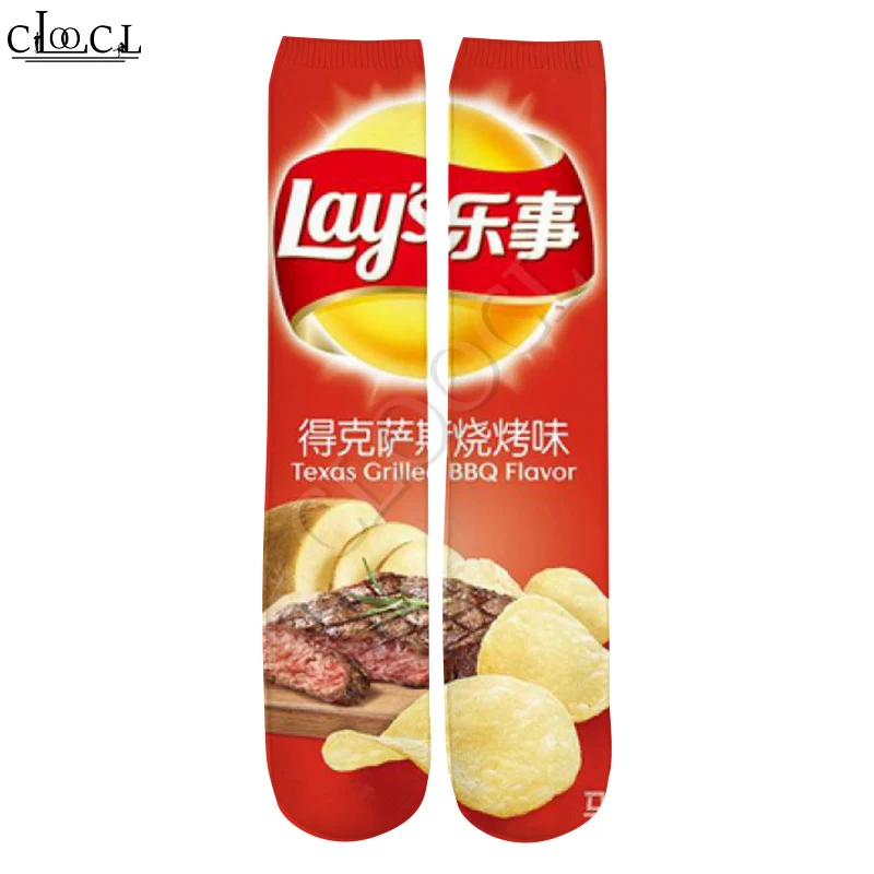 CLOOCL Drop Shipping 2021  New Fashion Mens 3D Printed Socks Delicious Fried Potato Chips Men/Women Casual Straight Socks