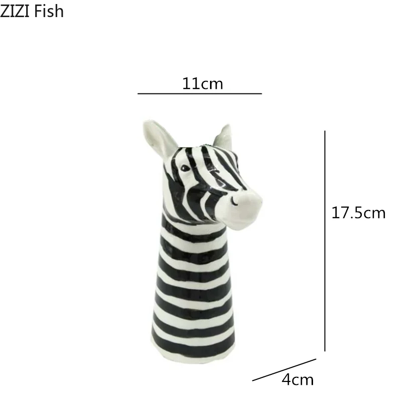 Kreatywny ceramiczny wazon czarno-biały Zebra imitacja zwierzęcia statua kompozycja kwiatowa koń rzemiosło ozdoby Home Decoration