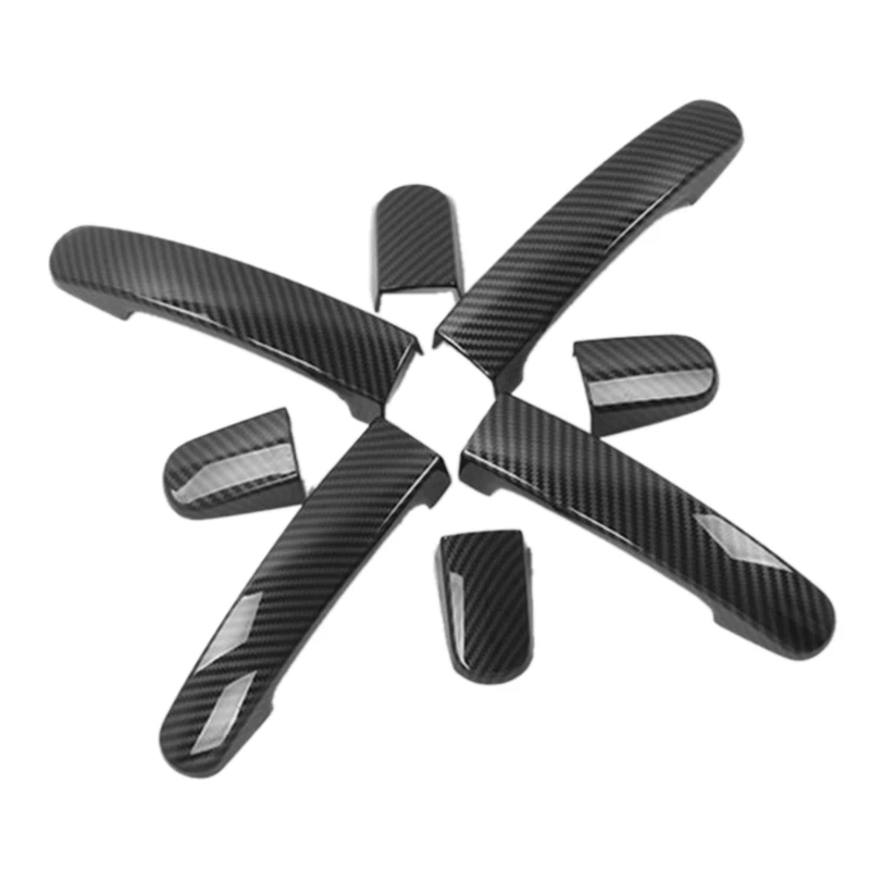5Pcs Car Door Handle Cover Trim for Ford Transit Custom Tourneo 2014- 2020 Carbon Fiber Door Handle Sticker Decoration