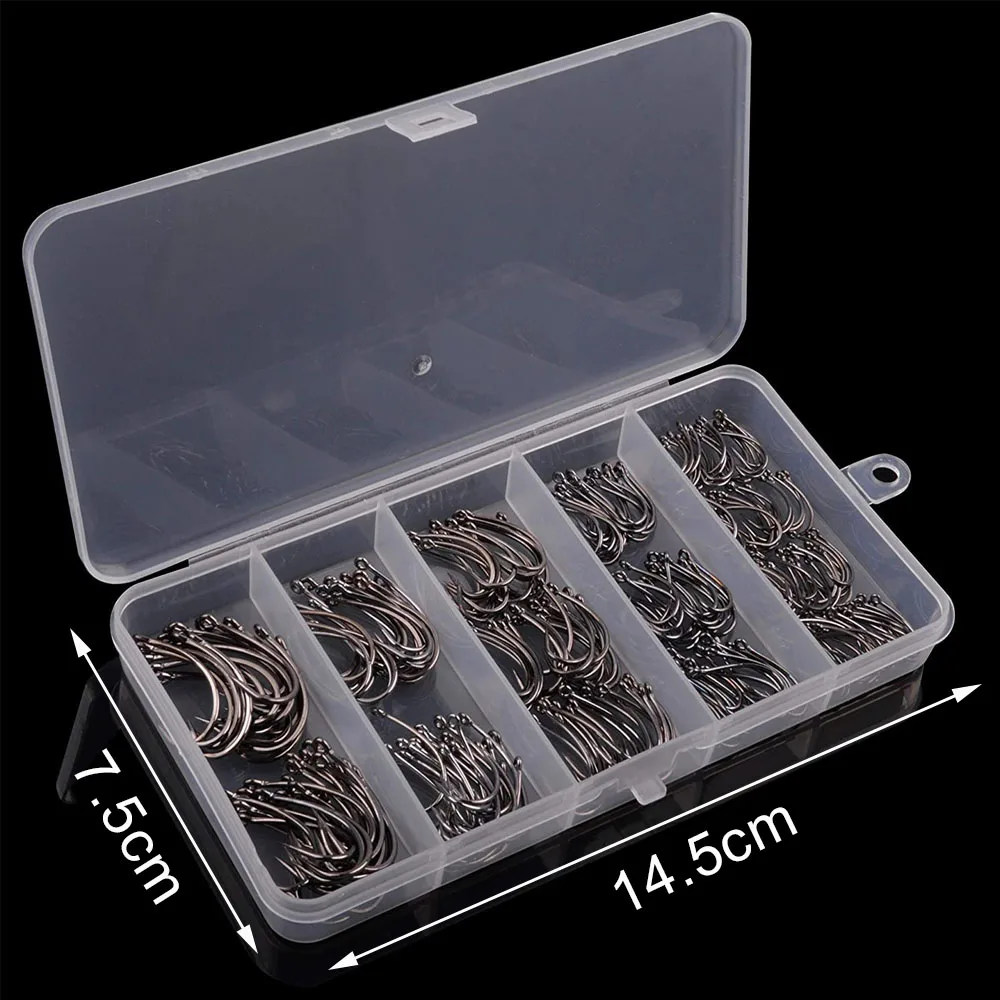 320Pcs  Barbless Carp Fishing Hooks Set Non barb Curve Shank Fishhook for Hair Bait Rigs Carp Fishing Tackle