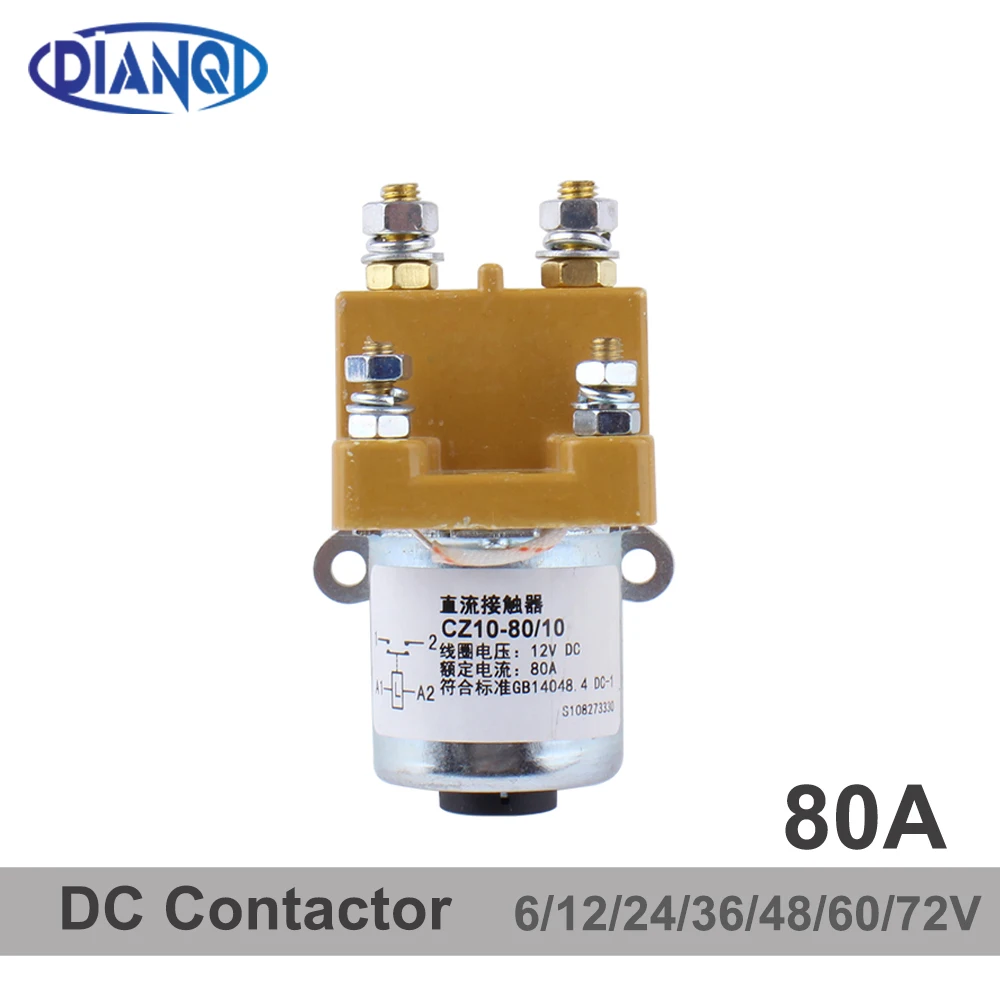 CZ10-80 80A NO (normally open) 6V12V24V36V48V60V DC Contactor for Motor Forklift Electromobile Grab Wehicle Car Winch