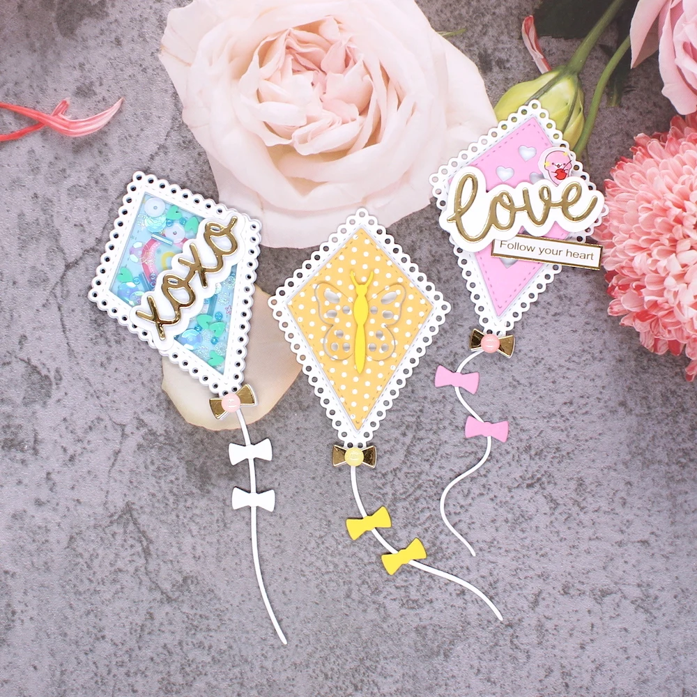 KLJUYP Valentine Kite Shakers Metal Cutting Dies Scrapbook Paper Craft Decoration dies scrapbooking