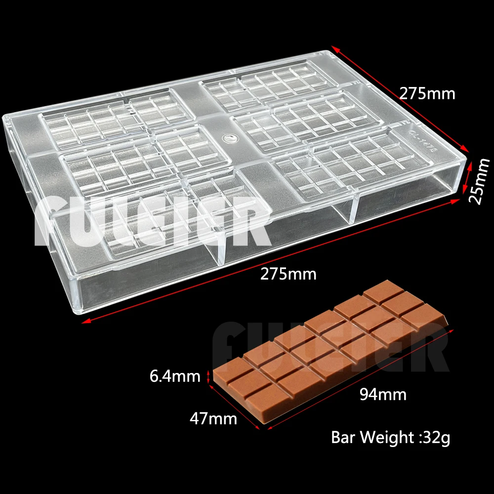 Imagem -02 - Molde de Barra de Doces Molde de Barra de Chocolate de Policarbonato Faça Você Mesmo Ferramentas de Confeitaria Pastelaria Doces Bakeware 32g