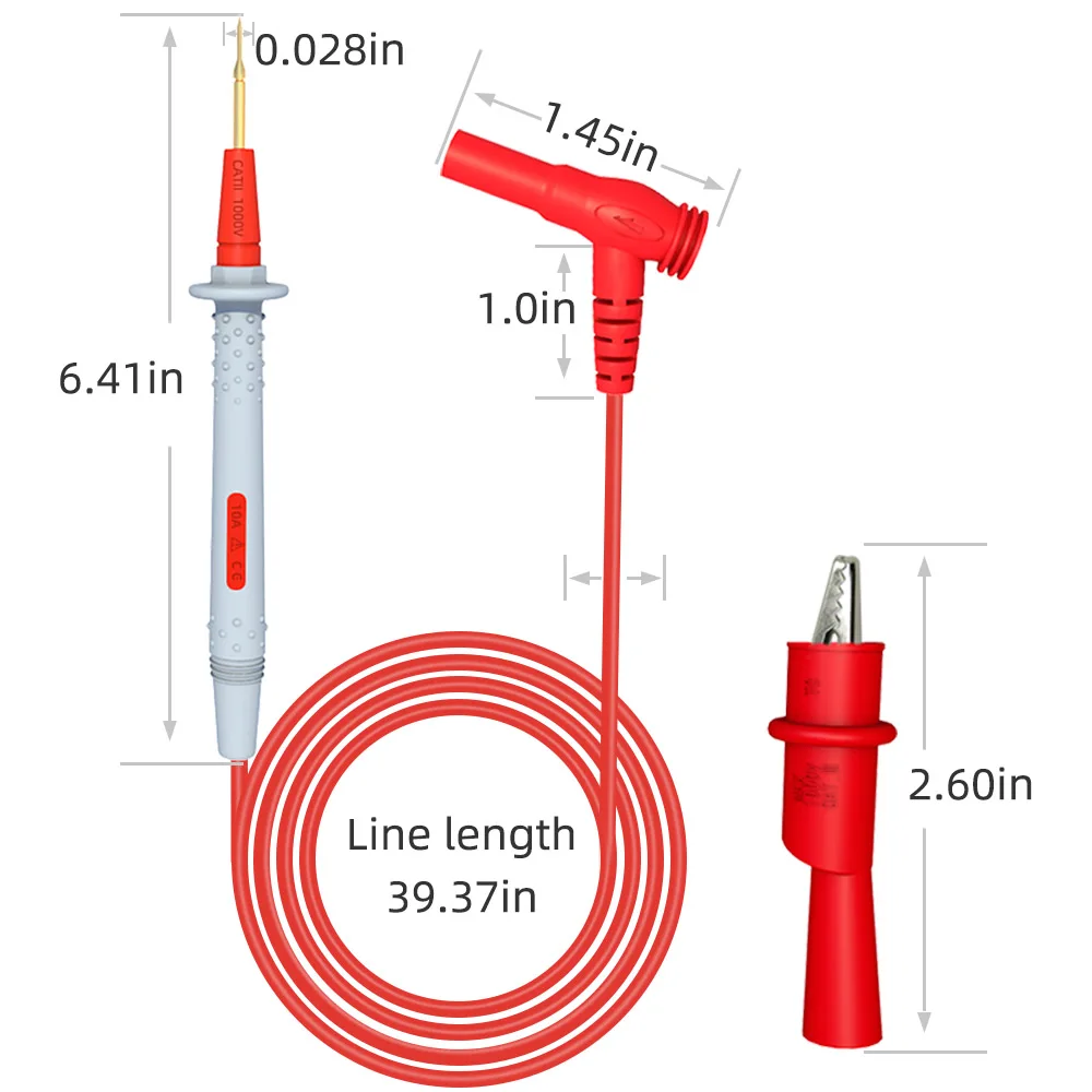 JXSINONE P1506 series Multimeter Probe Test Leads ปลั๊กกล้วย 4 มม. ถึง 0.7 มม. Sharp เข็มตรงกับคลิปจระเข้ 1000V 20A
