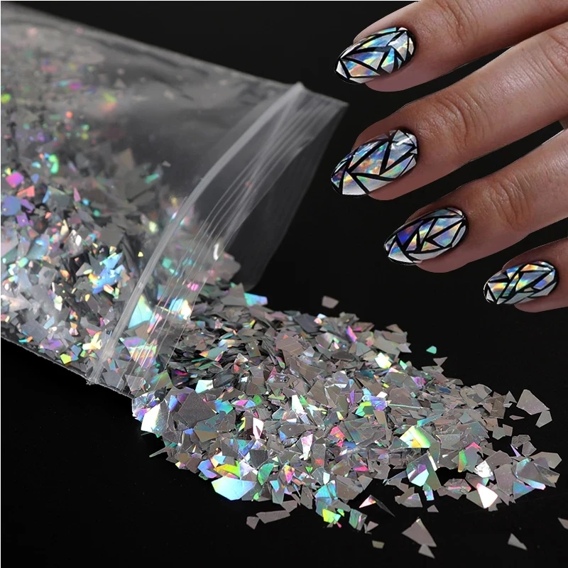 10g/Bag Holographic Nail Glitter Flakes Sparkly 3D Irregular Shiny Sequins Nails Supplies Polish Manicure Nail Art Decorations