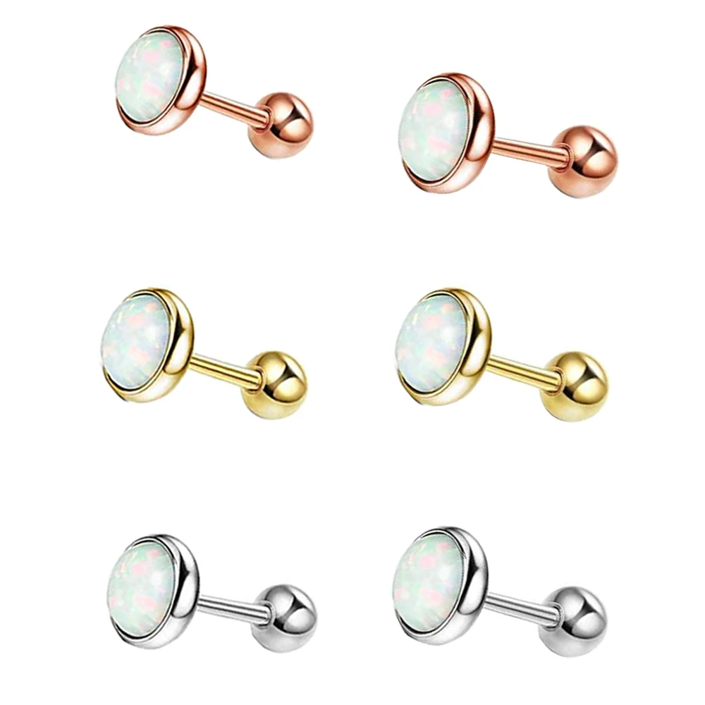 Opal Medical Stainless steel  Ear Studs Earrings For Women/MenTragus Cartilage Piercing Jewelry Daith Rose Gold