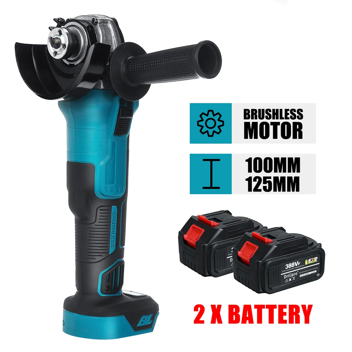 Drillpro 125mm Brushless Cordless Angle Grinder Li Battery Electric Polishing Cutting Machine Power Tools For Makita Battery