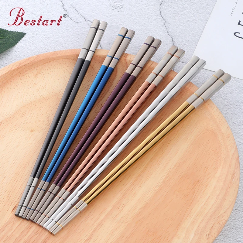 5Pairs Sushi Japanese Acciaio Metal Hashi Chopsticks Set With Gift Box Black Chinese Eating Noodles Food Chop Sticks Tableware